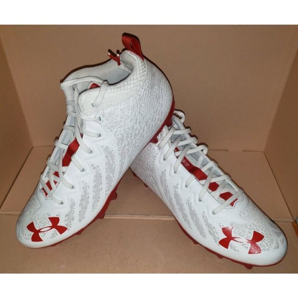 UNDER ARMOUR SPOTLIGHT MC FOOTBALL CLEATS WHITE/RED MEN'S SIZES